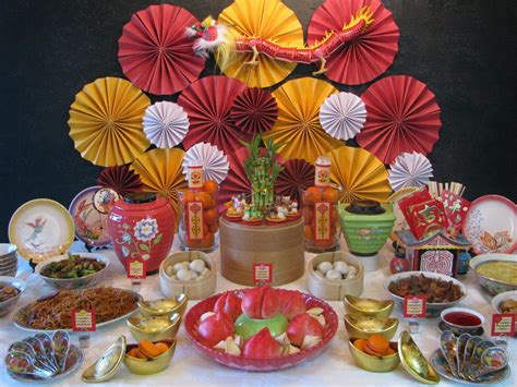 chinese new year treats table set up lunar harvest yum cha an oriental theme party