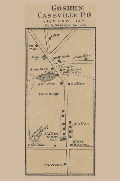 Goshen Village And Cassville Po Jackson New Jersey 1872 Old Town Map Custom Print Ocean