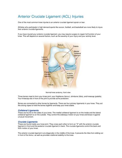 Ppt Anterior Cruciate Ligament Acl Injuries Surgery Pdf Shri