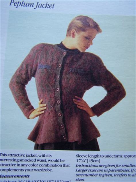Usa 1 Cent Sandh Vintage Peplum Smocked Waist Sweater Jacket Knitting Pattern