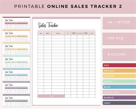 Online Sales Tracker Printable Sales Tracking Template Small Etsy Uk