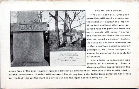Bucksport Maine Postcard Col Jonathan Buck Tombstone Witchs Curse