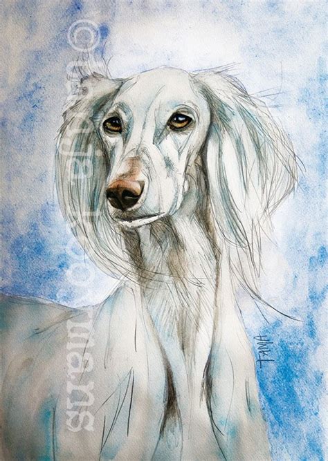 Greyhound Borzoi Dog Art Borzoi Painting Borzois Art Print Size 8x12