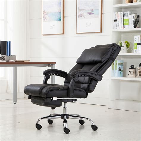 Executive Reclining Office Chair Ergonomic High Back Leather Footrest