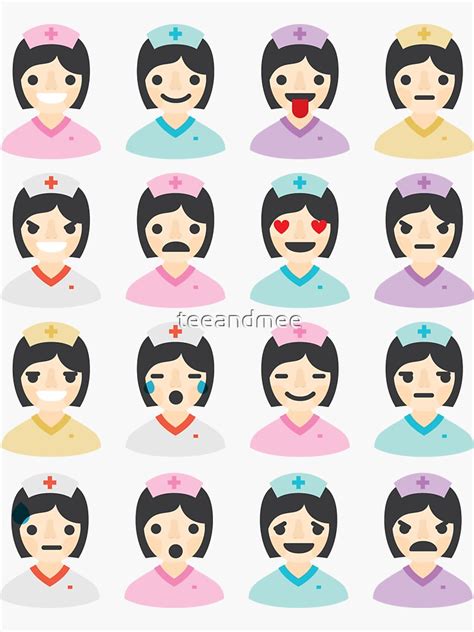 Nurse Emoji 16 Different Facial Expressions Stickers By Teeandmee