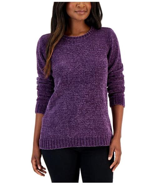 Karen Scott Basic Chenille Sweater Created For Macys In Purple Lyst