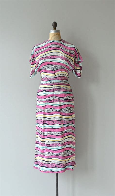 Barberton Dress Vintage 1940s Dress Silk 40s Dress By Deargolden Dress