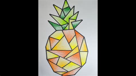 Easy Geometric Art Project W Crayons Pineapple Youtube