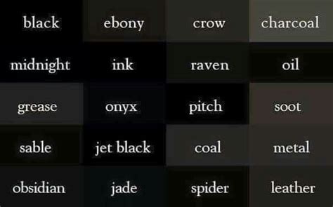 Llr Black Color Chart Writing Color Names Shades Of Black