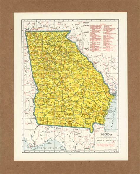 Vintage Map Of Georgia From 1940 Antique 1940s By Placesintimemaps
