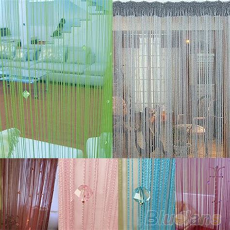These white curtains with a black pom pom edging make the entire room look more polished. String Door Curtain Fly Screen Divider Room Window Decor DIY Blind Tassel Drape+40pcs beads 9IUS ...