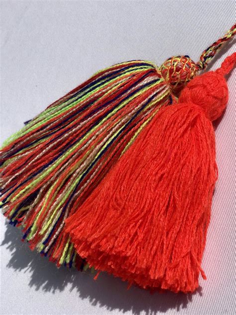 Set Of 2 Or 4 Tassels Orangemulticolored 6 Tassel Etsy Boho Chic Accessories Mala Tassel