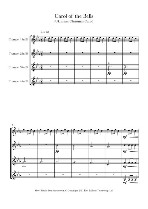 Download as pdf, txt or read online from scribd. Carol of the Bells Sheet music for Trumpet Quartet ...