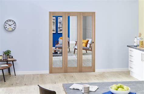 Slimline Glazed Oak 3 Door Roomfold 3 X 18 Doors Bifold Doors At Climadoor