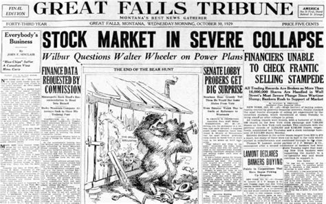 The Great Depression Newspaper Headlines From The 1929 Stock Market Crash Click Americana