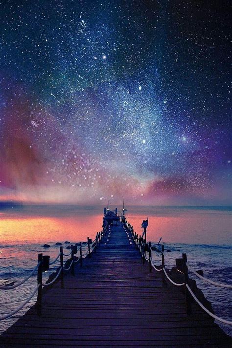 Night Sky Over Ocean Horizon Wallpapers Wallpaper Cave