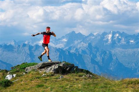 Premium Photo Skyrunning Athlete In Training On Mountain Ridges