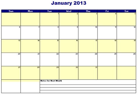 2013 Monthly Calendar Template Blue Layouts
