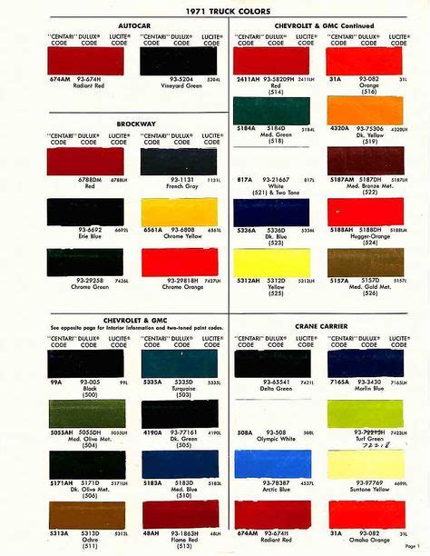 1969 Chevy Truck Color Chart