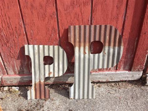 Custom Rusty Metal Letters Made From Rustic Tin Barn Roofing Corrugated