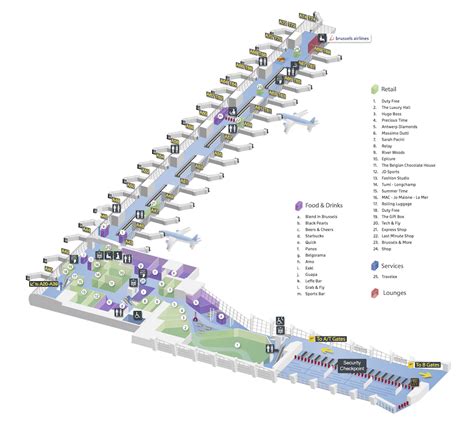 Brussels Airport Map Bru Printable Terminal Maps Shops Food