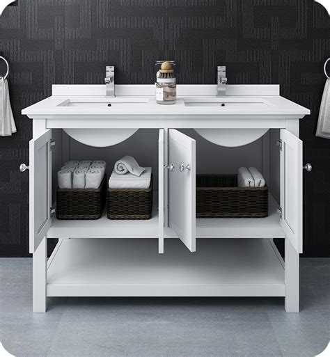 48 Traditional Double Sink Bathroom Cabinet With Top And Sinks Color