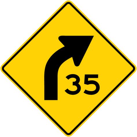 W1 2a Combination Horizontalalignmentadvisory Speed Sign Municipal