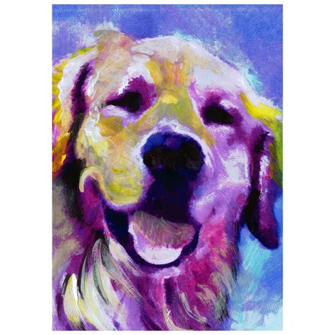 Happy Golden Retriever Painting Print Colourful Dog Wall Art Etsy