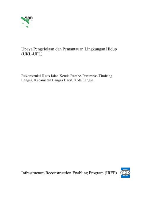 Pdf Upaya Pengelolaan Dan Pemantauan Lingkungan Hidup Ukl Upl