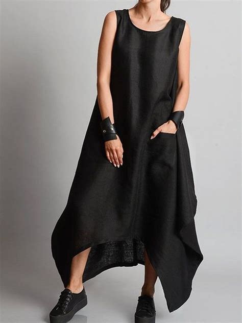 Pockets Sleeveless Plain Maxi Noracora In 2021 Plus Size Maxi Dresses Plus Size Dresses