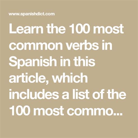 Learn The Most Common Verbs In Spanish In This Article Which
