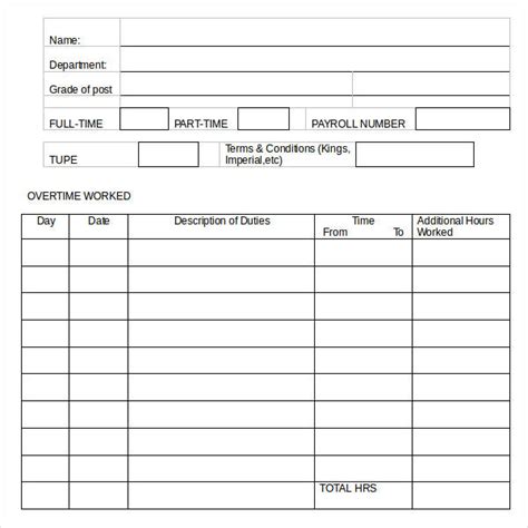 Free 15 Overtime Worksheet Templates In Pdf Ms Word Excel