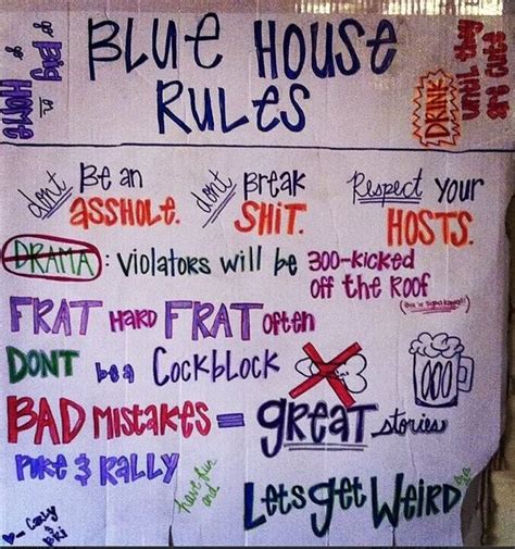 Blue House Party Rules Apartment Items Pinterest House Party Rules Party And House