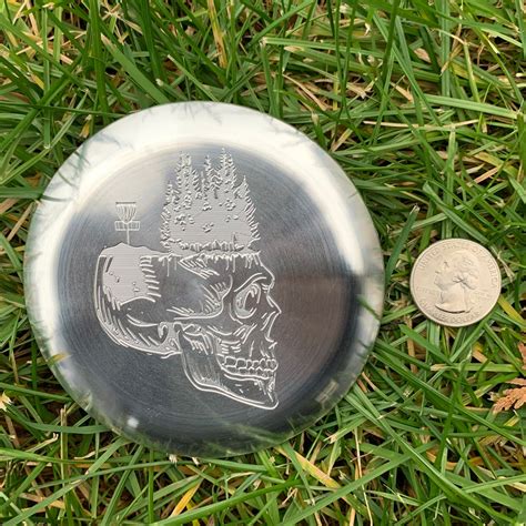 Disc Golf Aluminum Mini Marker Skull Side Profile With Disc Etsy