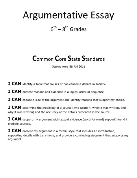 012 6th Grade Argumentative Essay Topics Thatsnotus