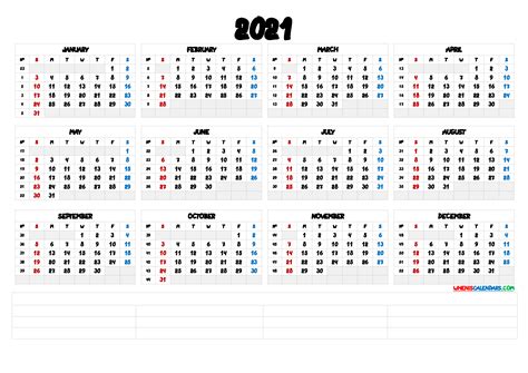 12 Month Calendar 2021 Printable With Holidays Free Letter Templates