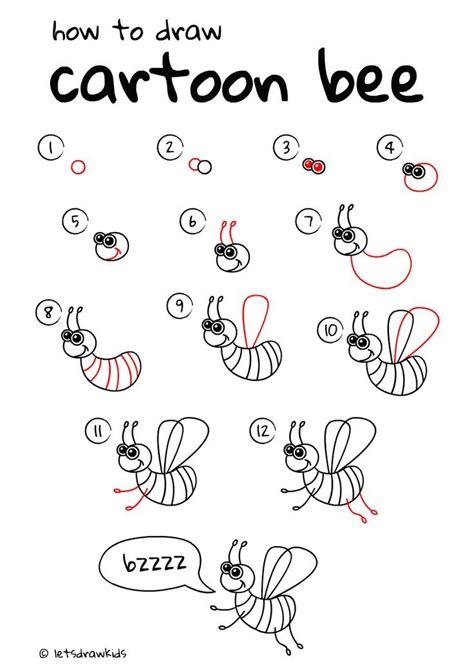 Do you struggle with drawing basic animals? How to draw cartoon Bee. Easy drawing, step by step, perfect for kids! Let's draw kids. http ...