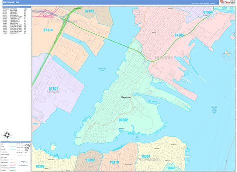 Bayonne New Jersey Wall Map Color Cast Style By Marketmaps Mapsales