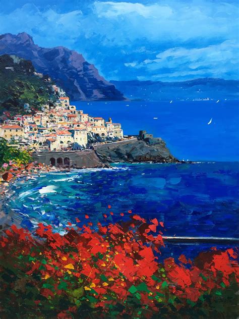 Amalfi Painting On Canvas Original Art Italy Painting Etsy Uk