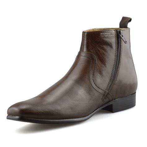 Mens New Leather Zip Up Smart Formal Chelsea Dealer Work Ankle Boots