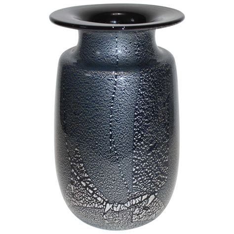 Black And Silver Murano Glass Vase By Ghisetti Murano For Sale At 1stdibs