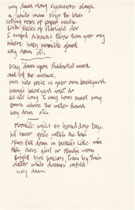 Grateful Dead Jerry Garcia Handwritten Lyrics To Lazy River Road