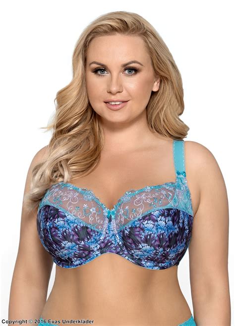 Full Cup Bra Embroidery Sheer Inlays Colorful