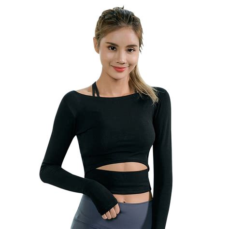 Buy Women Yoga Shirts Yoga Crop Tops Long Sleeve