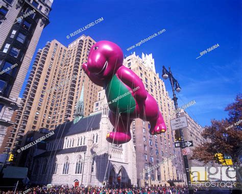 Barney Balloon Macys Thanksgiving Day Parade Manhattan New York
