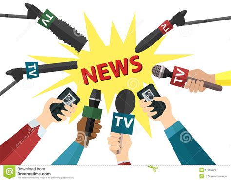Journalism And Press Concept With Hands Holding Stock Vector ...