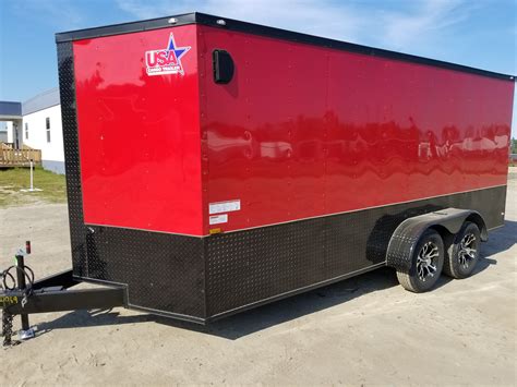 7x16 Custom Red And Black Toy Hauler Trailer Ad 730 Usa Cargo Trailer