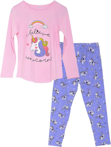 Girls Unicorn Pajamas 100 Cotton Long Sleeve And Pants
