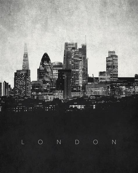 London City Skyline Urban Noir Digital Art By World Art Prints And