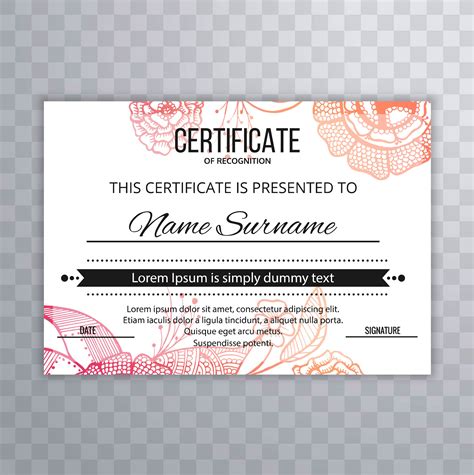 Abstract Certificate Template Floral Design 237628 Vector Art At Vecteezy